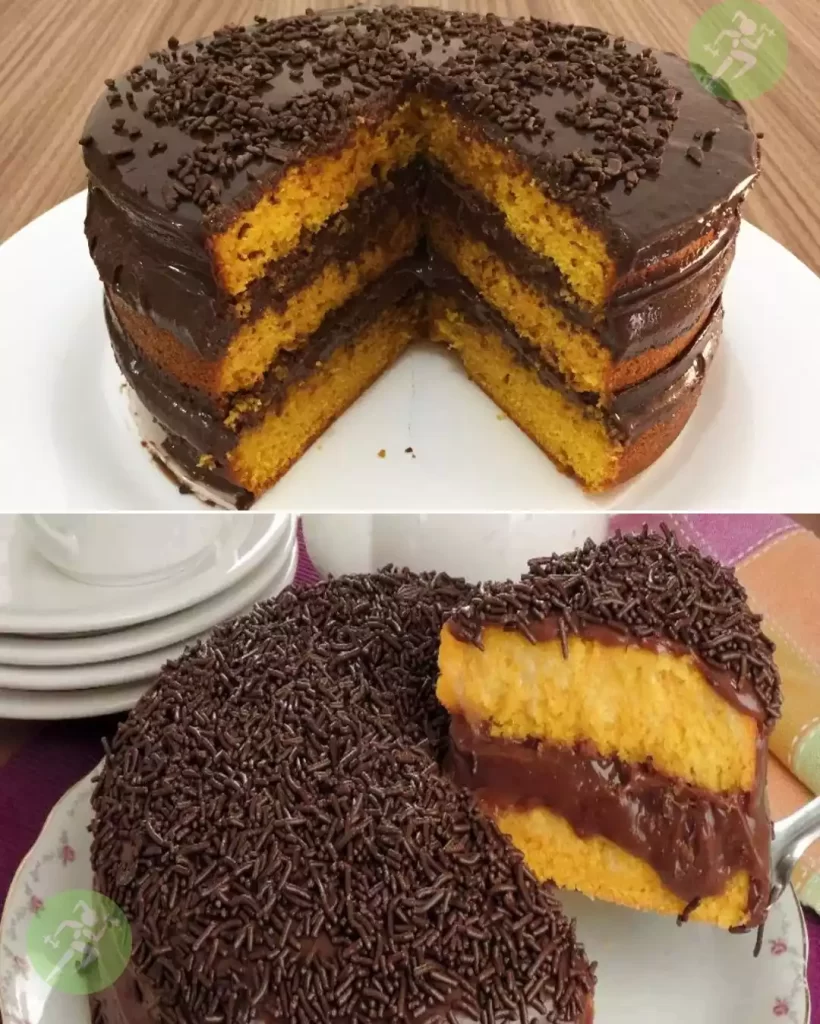 Bolo de cenoura recheado com brigadeiro