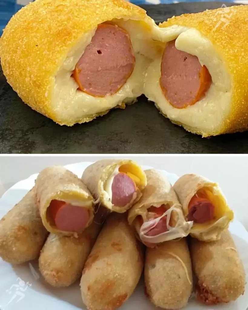 ENROLADINHO DE SALSICHA COM MASSA DE QUEIJO