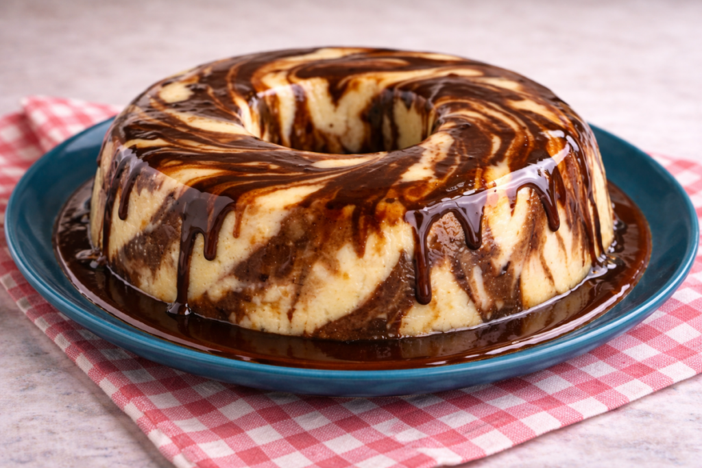 Pudim Mesclado de Ninho com Chocolate